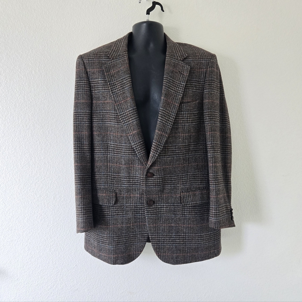Burberrys  Barneys New York Vintage Mens Plaid Brown 100% Wool Blazer Jacket 43R